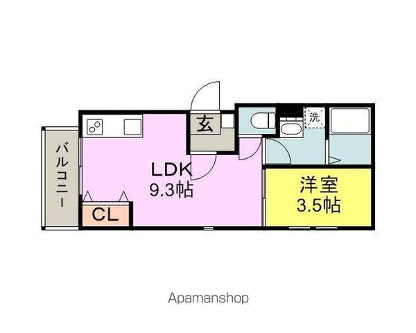 CLOVER津福(1LDK/2階)の間取り写真