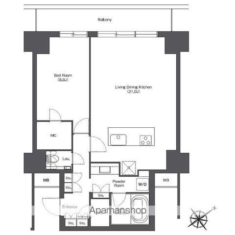 東京ポートシティ竹芝 レジデンスタワー(1LDK/18階)の間取り写真