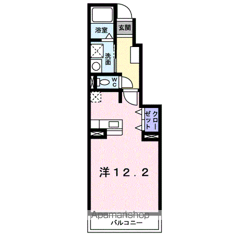 カサ・デル・ブリッサ(ワンルーム/1階)の間取り写真