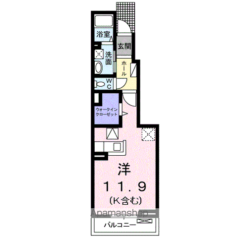オーベル・シュタイン(ワンルーム/1階)の間取り写真