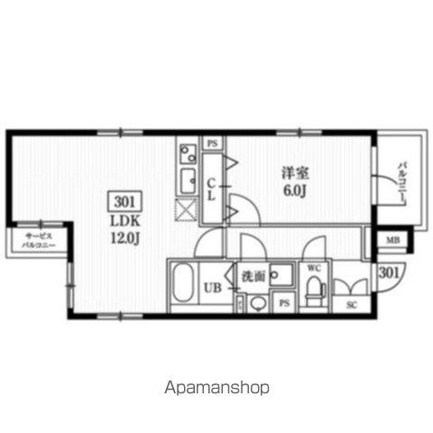 エルファーロ神楽坂(1LDK/3階)の間取り写真