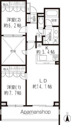 リベルテ等々力(2LDK/2階)の間取り写真