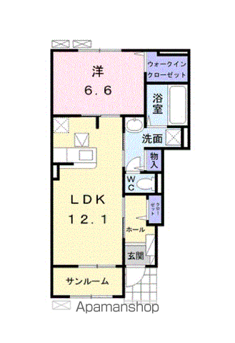 プリムローズⅤ(1LDK/1階)の間取り写真
