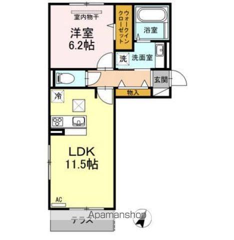 D-ROOM戸原東(1LDK/1階)の間取り写真