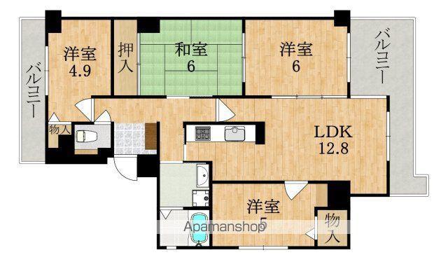 学園西ロイヤルマンションB棟(4LDK/9階)の間取り写真