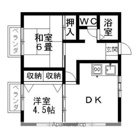 ウエストパレスⅡB(2DK/1階)の間取り写真