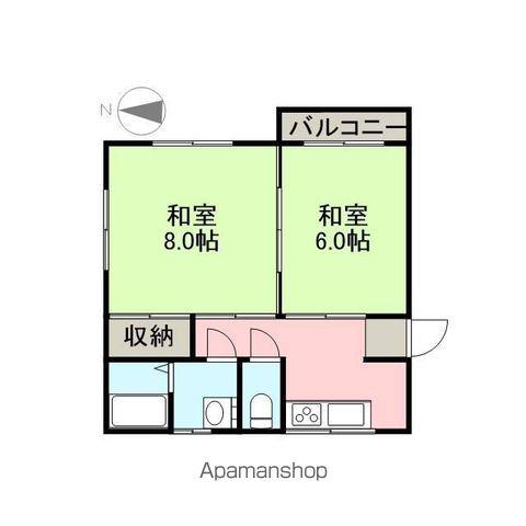 サニーハイツⅠ(2K/2階)の間取り写真