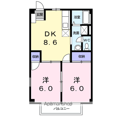アミティK(2DK/2階)の間取り写真