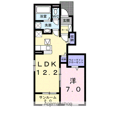アラドハント B(1LDK/1階)の間取り写真