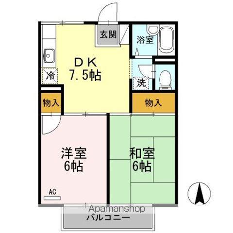 プレジール高須A棟(2DK/2階)の間取り写真