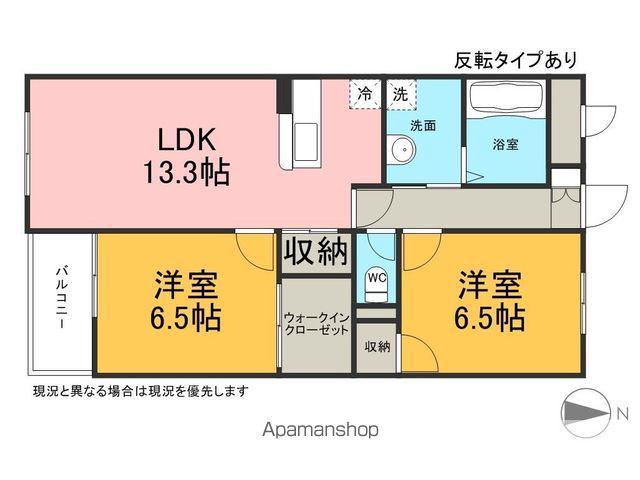 ファミーユ松原A棟(2LDK/2階)の間取り写真
