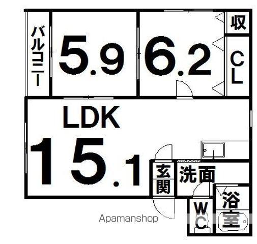 エミネンス音更(2LDK/1階)の間取り写真