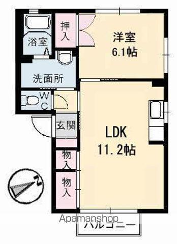 クレスト21A棟(1LDK/1階)の間取り写真