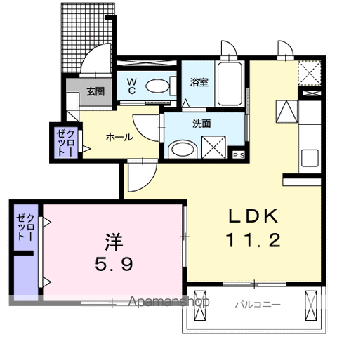 シャルロットⅡ(1LDK/1階)の間取り写真