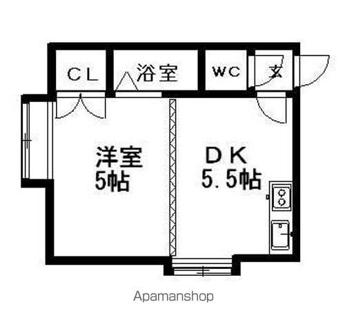 ホワイトヴィラⅢ(1DK/3階)の間取り写真