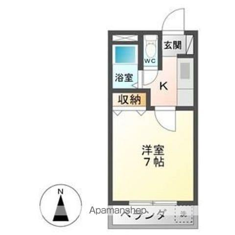 コテージ東海南北棟(1K/1階)の間取り写真