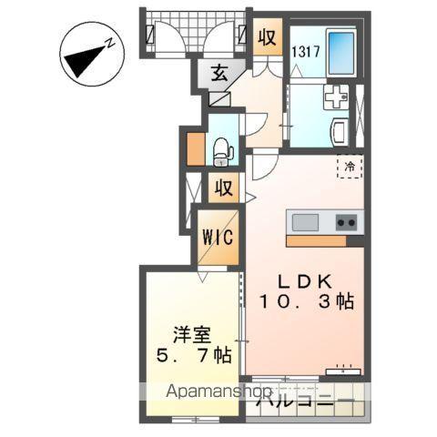 トレノア(1LDK/1階)の間取り写真