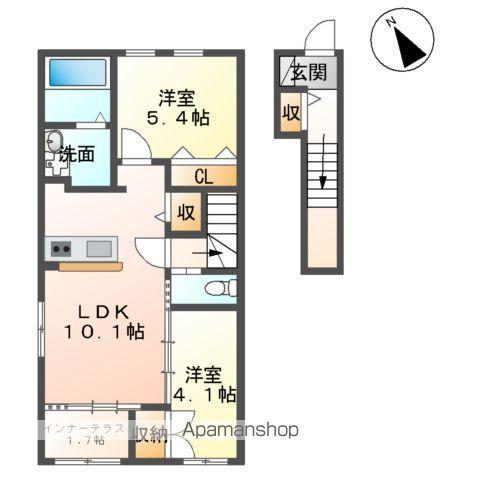 ベルディウム(2LDK/2階)の間取り写真