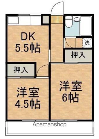 コーポ大木(2K/2階)の間取り写真