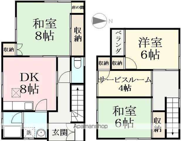 福井鉄道福武線 赤十字前駅 徒歩15分 2階建 築42年(3SDK)の間取り写真