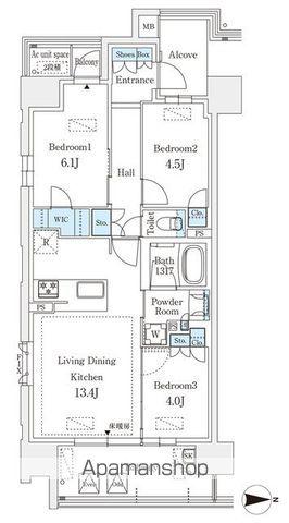 GRANPASEO丸の内(3LDK/12階)の間取り写真