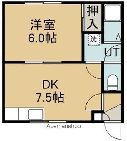 ノースウィング5番館(1DK/2階)の間取り写真