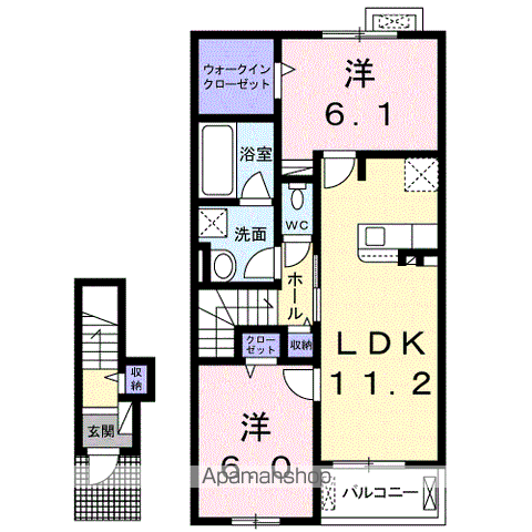 ミルキーウェイC(2LDK/2階)の間取り写真