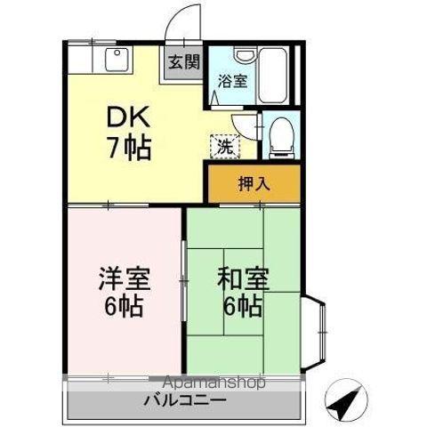 東宮前ハイツ 2階階 間取り