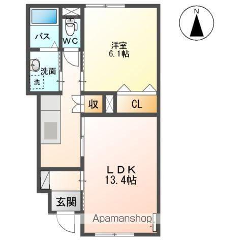 アルデバラン(1LDK/1階)の間取り写真