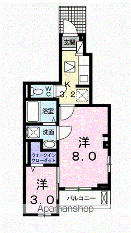 中央本線 神領駅 徒歩11分 3階建 築4年(2K/1階)の間取り写真