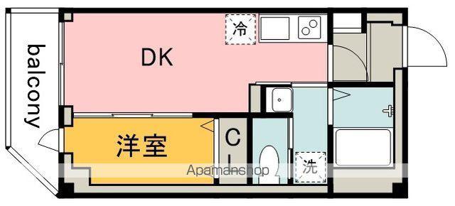 BCASA調布サウス COURT 2ND(1DK/2階)の間取り写真