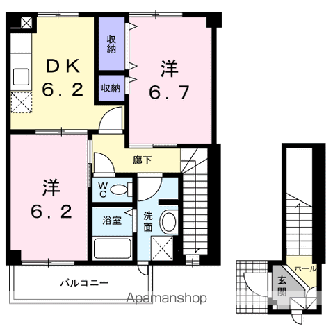 ニューシティ藤澤C棟(2DK/2階)の間取り写真