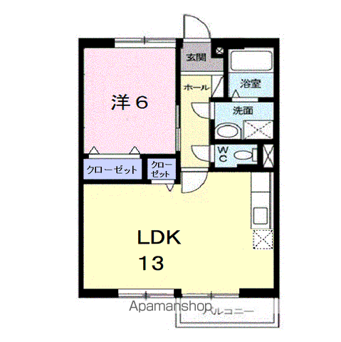 サンハイム(1LDK/2階)の間取り写真