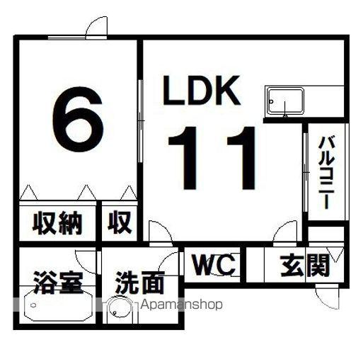 はまなすⅡ(1LDK/2階)の間取り写真