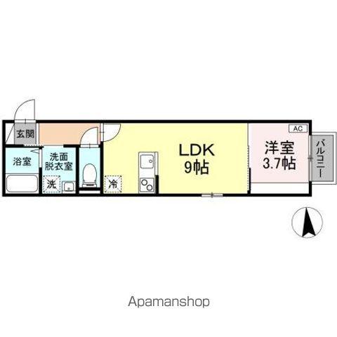 ジオ黒松(1LDK/1階)の間取り写真