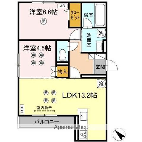 D-ROOM半道橋(2LDK/2階)の間取り写真