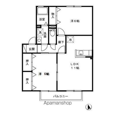 グランディール・ヴィ C棟(2LDK/2階)の間取り写真