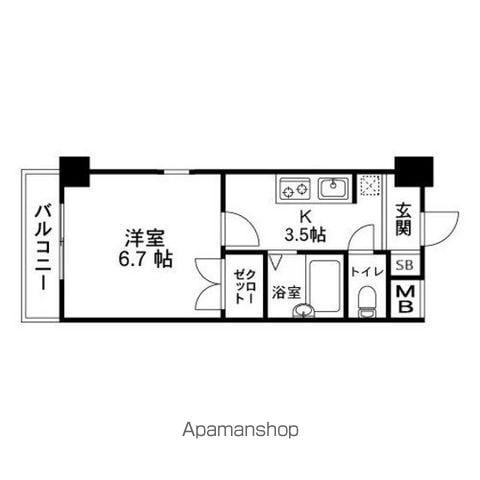 アンジュ市名坂(1K/2階)の間取り写真