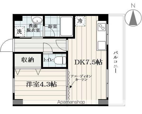 ベルシティ(1DK/4階)の間取り写真