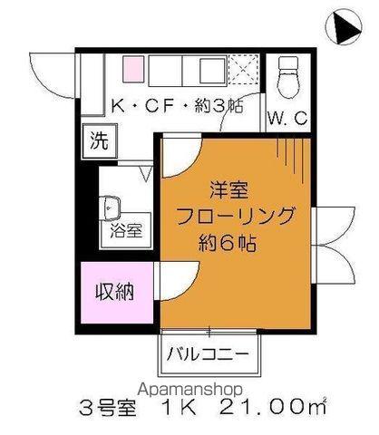 エルミタージュ(1K/1階)の間取り写真