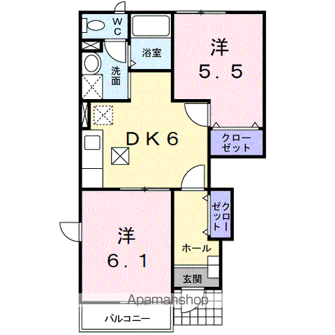 オーシャンハイツ(2DK/1階)の間取り写真