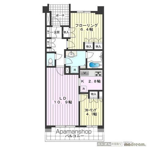 プライムメゾン武蔵野の杜(2LDK/1階)の間取り写真