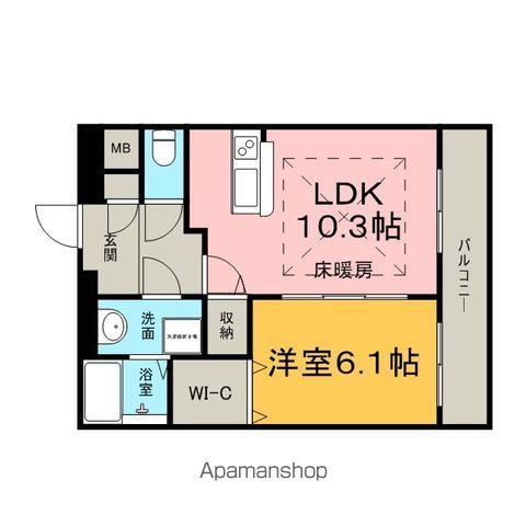マリベール北山(1LDK/2階)の間取り写真