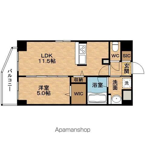 LUANAKITAUMEDA(1LDK/5階)の間取り写真