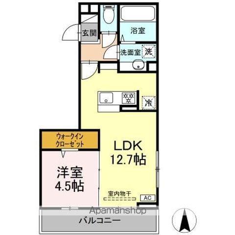 THREE(1LDK/2階)の間取り写真