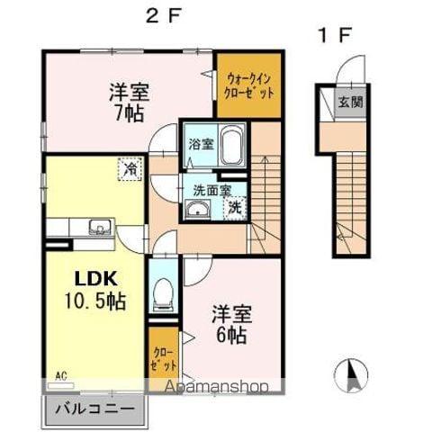 アクシス南島田 C(2LDK/2階)の間取り写真
