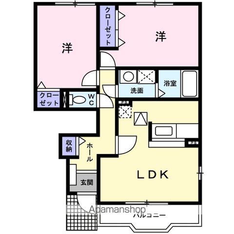 プリンスA(2LDK/1階)の間取り写真