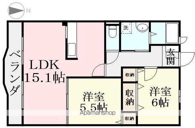 ハートフルリアン(2LDK/2階)の間取り写真