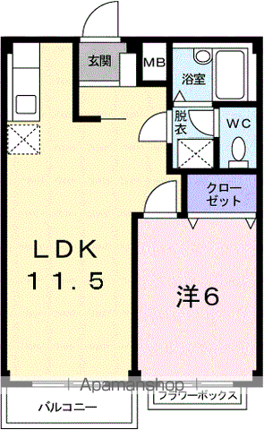 フランボワーズB(1LDK/2階)の間取り写真