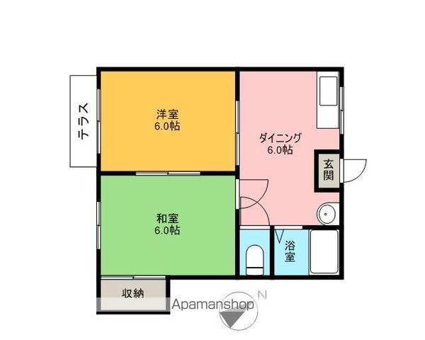 ファーストインプライムハウスⅠ(2DK/2階)の間取り写真